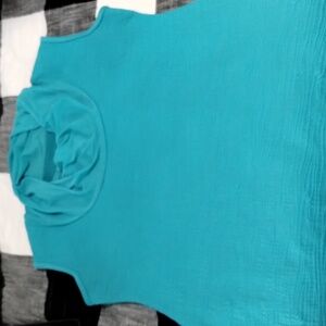 Teal Cowl Neck Sleeveless Blouse
